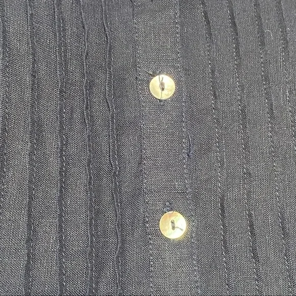 Malvin 100% Linen and Lace Trim Navy Embroidered Dress, Size Small 6 - Picture 5 of 11